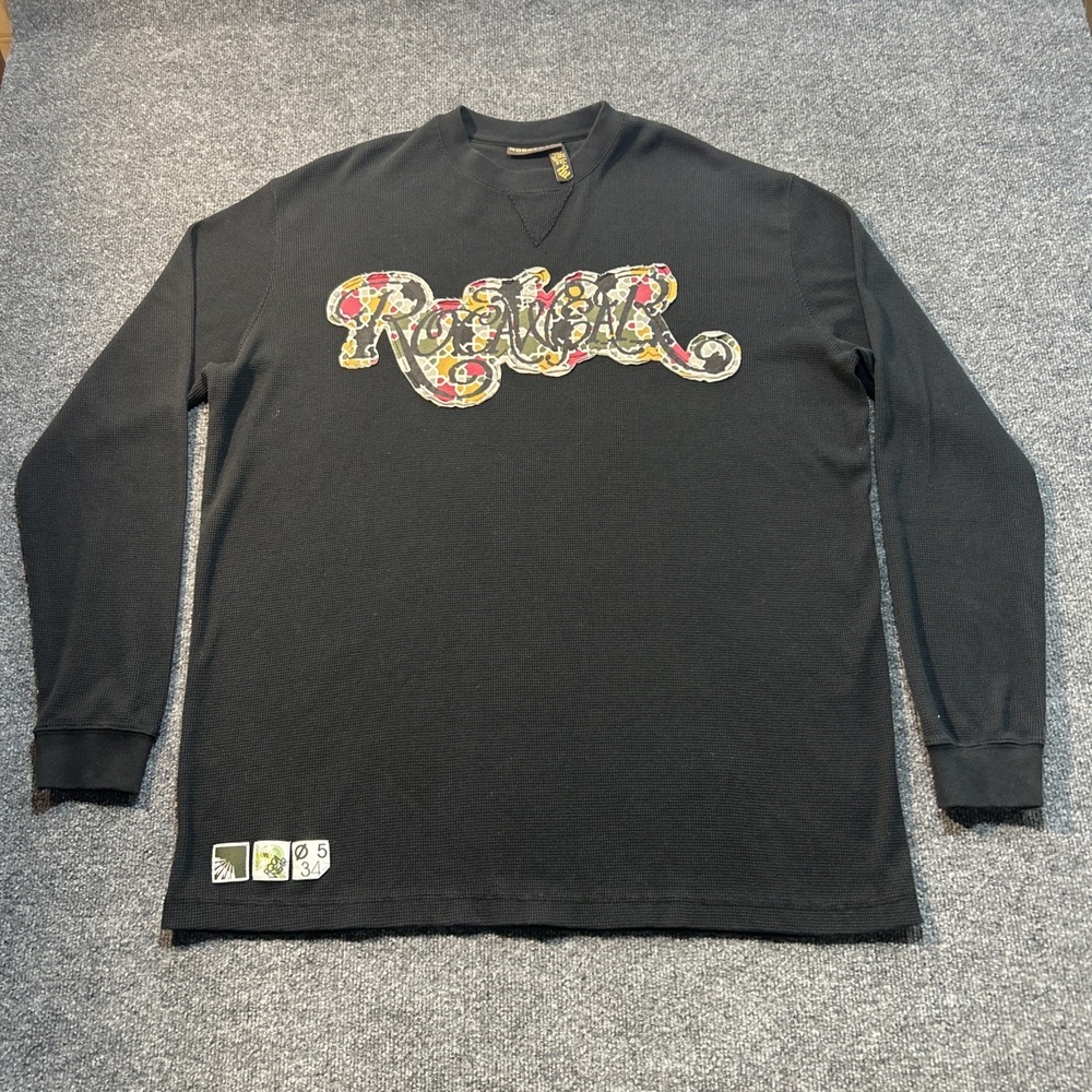 Rocawear Long Sleeve Waffle Weave Thermal Shirt Mens Size 3XL Black